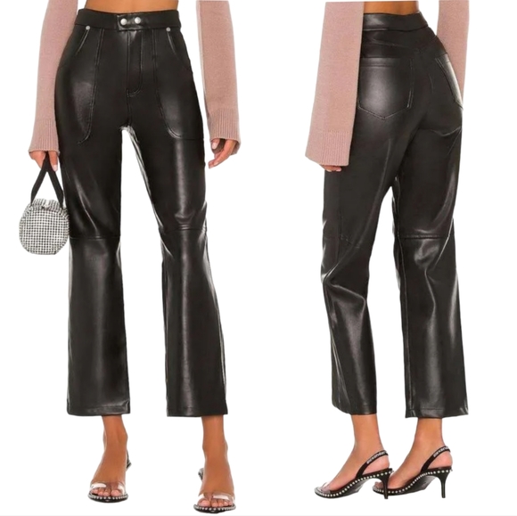Blank NYC Baxter Ribcage Pant in Track Record faux leather ankle cropped pants - Picture 3 of 6